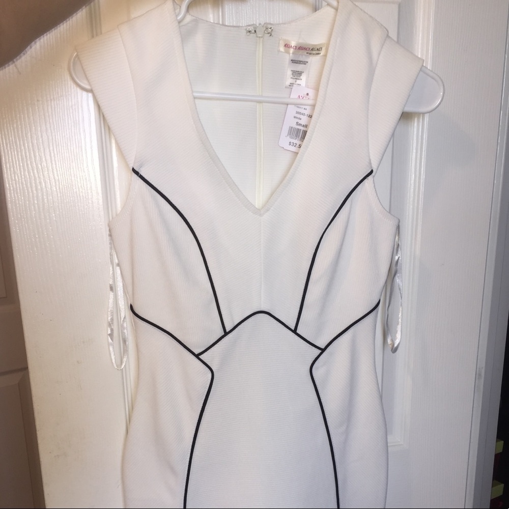 White W/ Black Lines BodyCon Dress